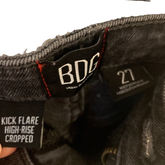 BDG Kick Flare High-Rise Cropped Faded Black Jeans - Picture 7 of 8